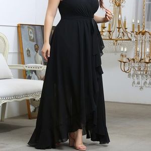 Shein Plus Chiffon Self Tie Wrap Dress